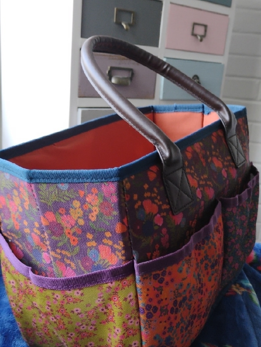 NATURAL LIFE Purple, Orange and Pink Floral Organizer Tote - Picture 3 of 7